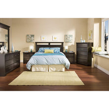 Load image into Gallery viewer, Triple Dresser in Ebony Wood Finish with 6 Drawers and Metal Handles