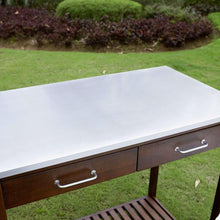 Load image into Gallery viewer, Outdoor Solid Wood Potting Bench Work Table with Galvanized Metal Top