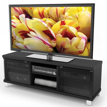 Load image into Gallery viewer, Modern Black TV Stand with Glass Doors - Fits up to 68-inch TV