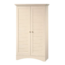 Load image into Gallery viewer, Louver 2-Door Storage Cabinet Bed Bath Armoire Wardrobe in Antique White