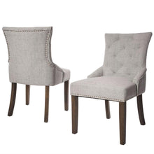 Load image into Gallery viewer, Set of 2 - Traditional Grey Linen Fabric Upholstered Dinging Chair with Nailhead Trim