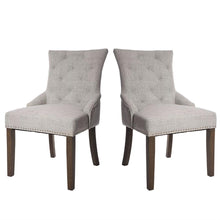 Load image into Gallery viewer, Set of 2 - Traditional Grey Linen Fabric Upholstered Dinging Chair with Nailhead Trim