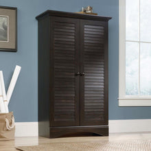 Load image into Gallery viewer, Multi-Purpose Wardrobe Armoire Storage Cabinet in Dark Brown Antique Wood Finish