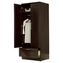 Load image into Gallery viewer, Dark Brown Wood Wardrobe Cabinet Armoire with Garment Rod