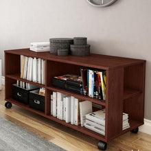 Load image into Gallery viewer, Contemporary TV Stand Cart with Casters in Chocolate Finish