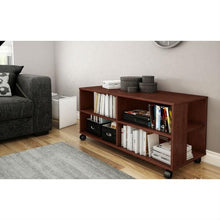 Load image into Gallery viewer, Contemporary TV Stand Cart with Casters in Chocolate Finish