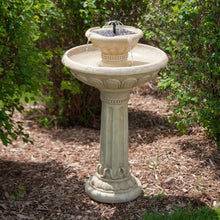 Load image into Gallery viewer, 2-Tier Solar Fountain Bird Bath in Weather Resistant Fiberglass Resin