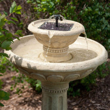 Load image into Gallery viewer, 2-Tier Solar Fountain Bird Bath in Weather Resistant Fiberglass Resin