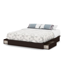 Load image into Gallery viewer, King size Modern Platform Bed with 2 Storage Drawers in Chocolate