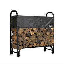 Load image into Gallery viewer, Outdoor Firewood Rack 4-Ft Steel Frame Wood Log Storage with Cover