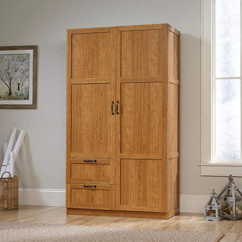 Bedroom Wardrobe Cabinet Storage Closet Organizer in Medium Oak Finish