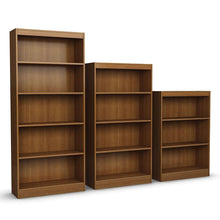 Load image into Gallery viewer, Contemporary 4-Shelf Bookcase in Medium Cherry Wood Finish