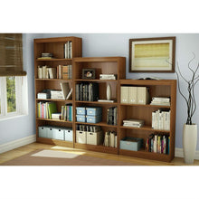 Load image into Gallery viewer, Contemporary 4-Shelf Bookcase in Medium Cherry Wood Finish