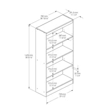 Load image into Gallery viewer, Contemporary 4-Shelf Bookcase in Medium Cherry Wood Finish
