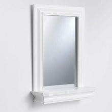 Load image into Gallery viewer, Framed Bathroom Mirror Rectangular Shape with Bottom Shelf in White Wood Finish