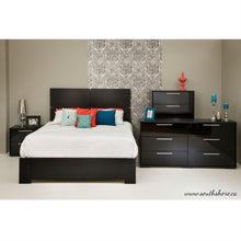 Load image into Gallery viewer, Queen size Modern Headboard in Black Oak Finish