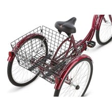 Load image into Gallery viewer, Black Cherry Single Speed Adult 3-Wheel Cruiser Bike Tricycle with Basket