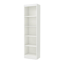 Load image into Gallery viewer, 5-Shelf Narrow Bookcase Storage Shelves in White Wood Finish
