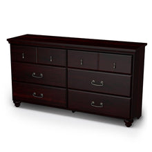 Load image into Gallery viewer, Dark Mahogany Wood Grain Finish Bedroom Dresser with 6 Drawers