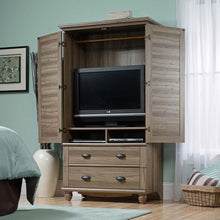 Load image into Gallery viewer, Wardrobe Cabinet Bedroom Storage or TV Armoire in Medium Brown Oak Finish