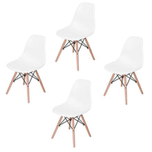 Load image into Gallery viewer, Set of 4 Modern Armless Dining Chairs in White with Wood Legs