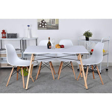Load image into Gallery viewer, Set of 4 Modern Armless Dining Chairs in White with Wood Legs
