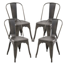 Load image into Gallery viewer, Set of 4 - Modern Classic Cafe Bistro Dining Side Chair in Bronze Metal Finish