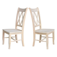 Load image into Gallery viewer, Set of 2 - Traditional Unfinished Wood Dining Chairs