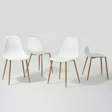 Load image into Gallery viewer, Set of 4 Modern Mid Century Style Dining Chairs in White with Wood Finish Legs