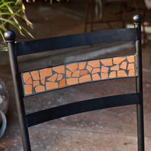 Load image into Gallery viewer, Set of 2 - Outdoor Patio Metal Bistro Dining Chairs in Black Iron with Terracotta Backrest