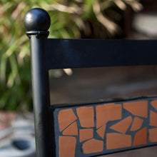 Load image into Gallery viewer, Set of 2 - Outdoor Patio Metal Bistro Dining Chairs in Black Iron with Terracotta Backrest