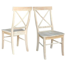 Load image into Gallery viewer, Set of 2 - Unfinished Wood Dining Chairs with X-Back Seat Backrest