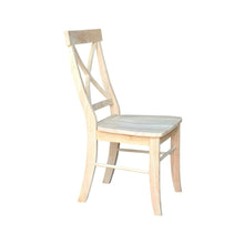 Load image into Gallery viewer, Set of 2 - Unfinished Wood Dining Chairs with X-Back Seat Backrest
