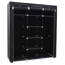 Load image into Gallery viewer, Steel Frame Black Fabric Portable Wardrobe Clothes Closet with Storage Shelves