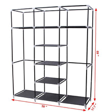 Load image into Gallery viewer, Steel Frame Black Fabric Portable Wardrobe Clothes Closet with Storage Shelves