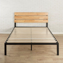 Load image into Gallery viewer, King size Modern Metal Platform Bed Frame with Wood Headboard and Slats