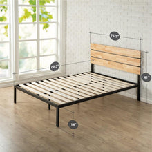 Load image into Gallery viewer, King size Modern Metal Platform Bed Frame with Wood Headboard and Slats