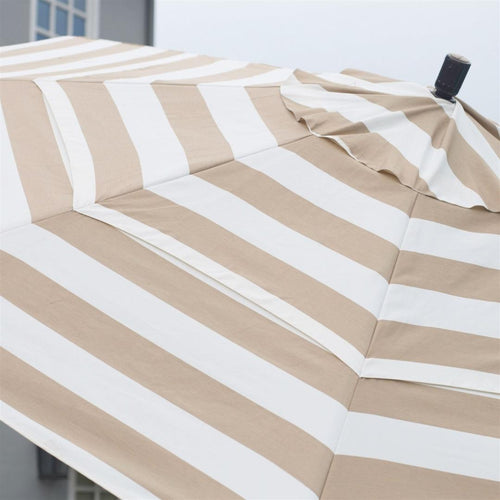 7.5 Ft Patio Umbrella with Crank Lift and Collar Tilt Beige and White Stripe