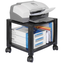 Load image into Gallery viewer, Sturdy 2-Shelf Mobile Printer Stand Cart in Black with Locking Casters