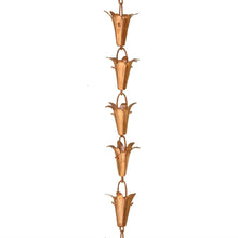 Load image into Gallery viewer, Pure Copper 8.5-Ft Rain Chain with Flower Cups