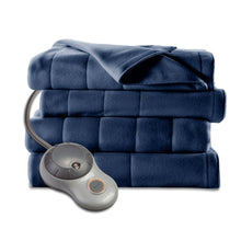 Load image into Gallery viewer, Twin size Quilted Fleece Heated Electric Blanket in Blue Lagoon