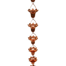 Load image into Gallery viewer, Pure Solid Copper Flower Funnel Design 8-Foot Rain Chain