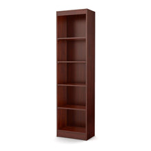 Load image into Gallery viewer, Contemporary Narrow Bookcase with 5 Shelves in Royal Cherry Finish