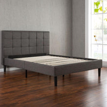 Load image into Gallery viewer, Full size Modern Platform Bed with Dark Grey Square Stitched Upholstered Headboard