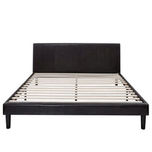 Load image into Gallery viewer, King size Faux Leather Platform Bed Frame with Headboard in Espresso