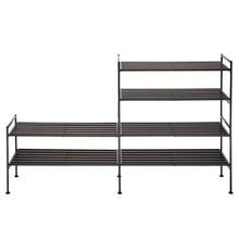 Load image into Gallery viewer, 2-Tier Slatted Resin Stackable Folding Shoe Rack in Mocha Finish