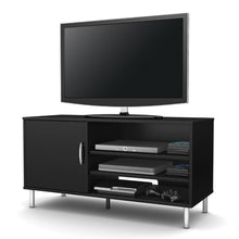 Load image into Gallery viewer, Modern TV Stand in Black Wood Finish with Metal Legs