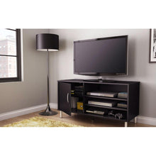 Load image into Gallery viewer, Modern TV Stand in Black Wood Finish with Metal Legs