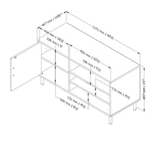 Load image into Gallery viewer, Modern TV Stand in Black Wood Finish with Metal Legs
