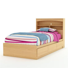 Load image into Gallery viewer, Twin Platform Bed Frame with Storage Drawers in Natural Maple